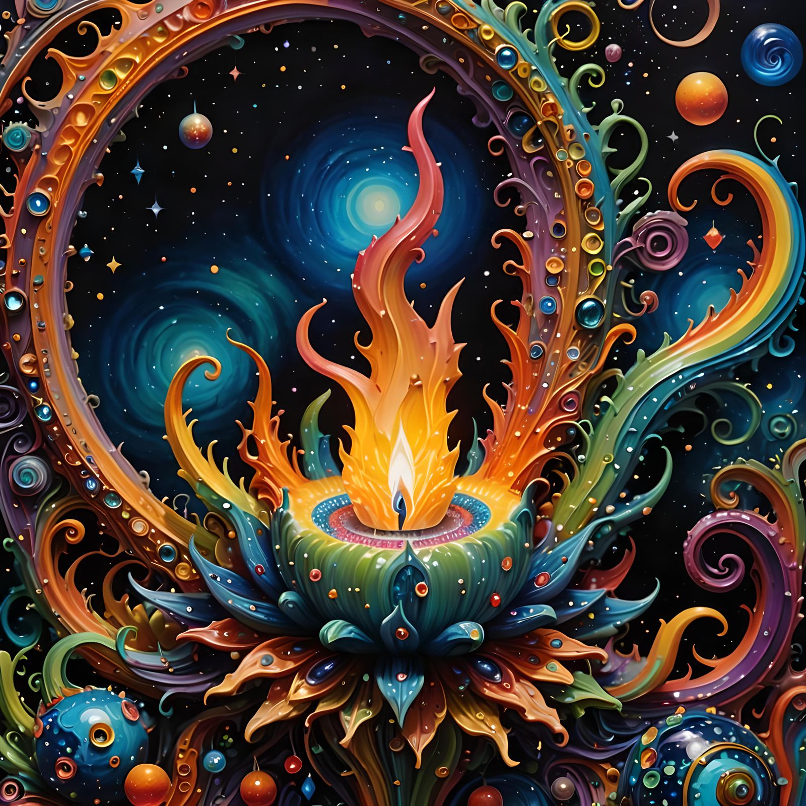 Monstrous Candle Sculpture with Rainbow Caterpillars