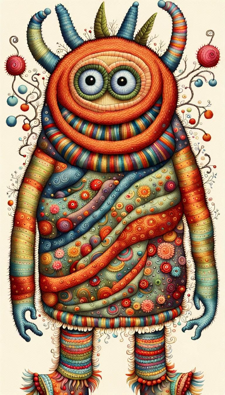 Embroidered Monster with Colorful Details