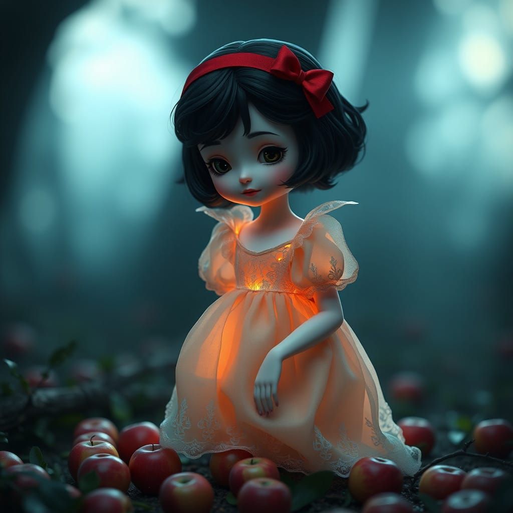 Ethereal Snow White in Enchanted Landscape