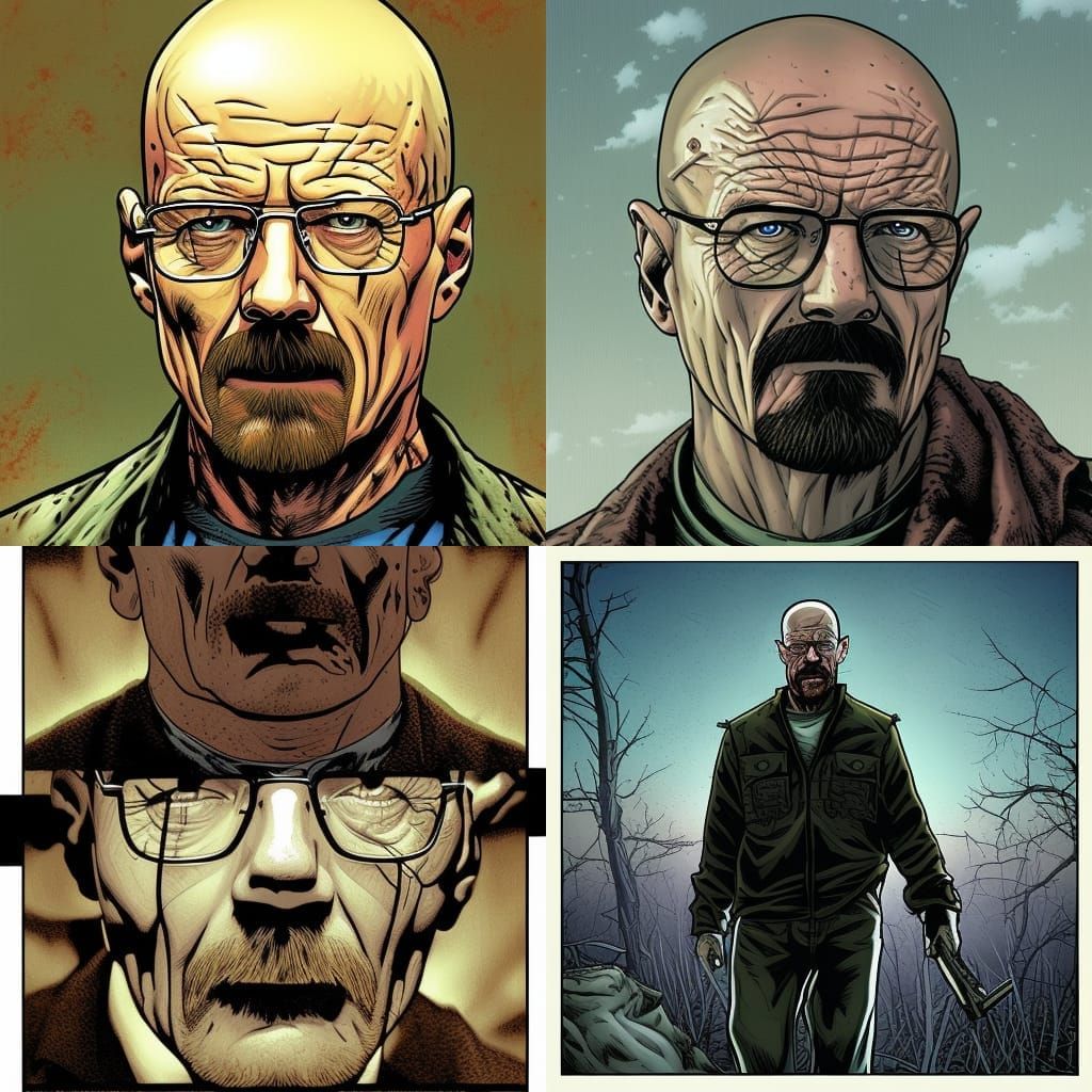 Walter White in Zombie Apocalypse Comic Art