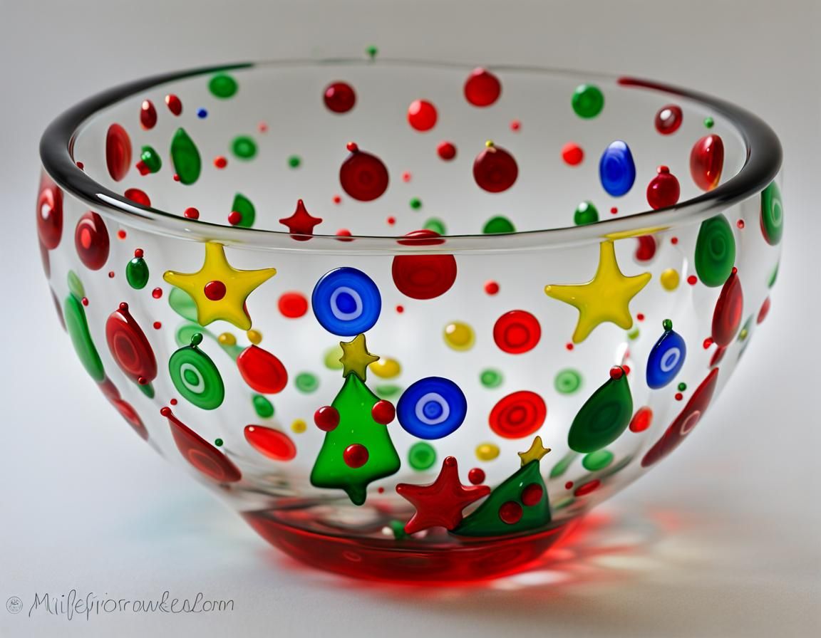 Christmas Millefiori Glass Bowl Decoration