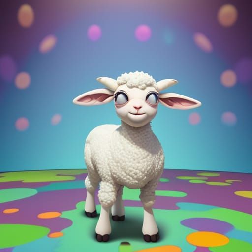 Nervous Lamb on Stage in Pixar Claymation Style