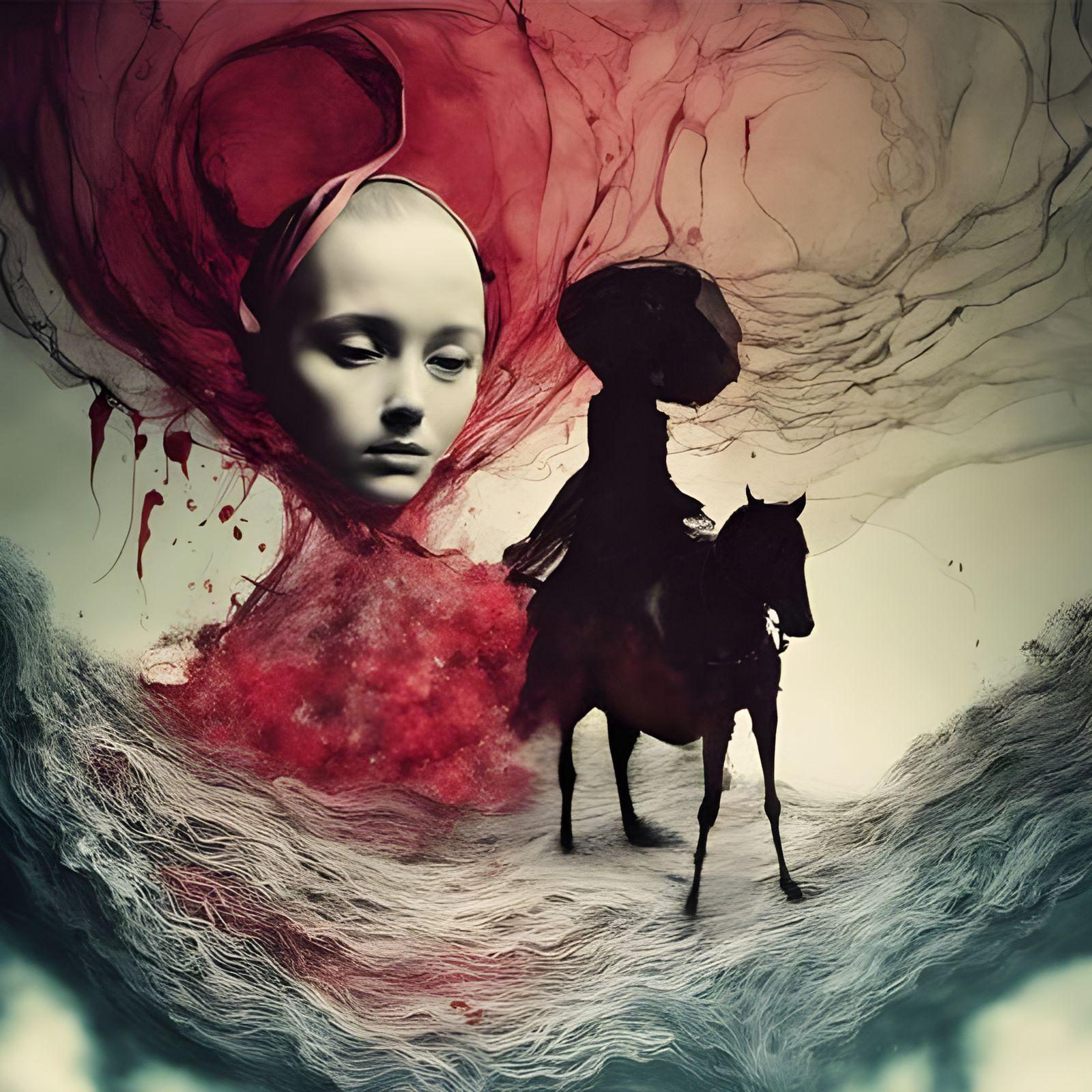 Surreal Floral Dreamscape in Liquid Acrylic Style