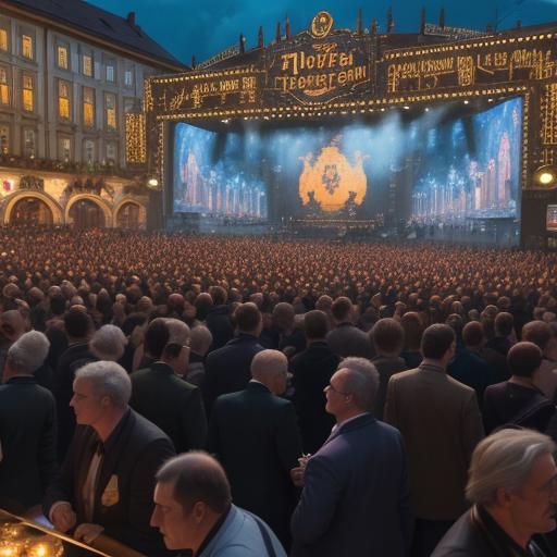 Oktoberfest Celebration in Munich at Night