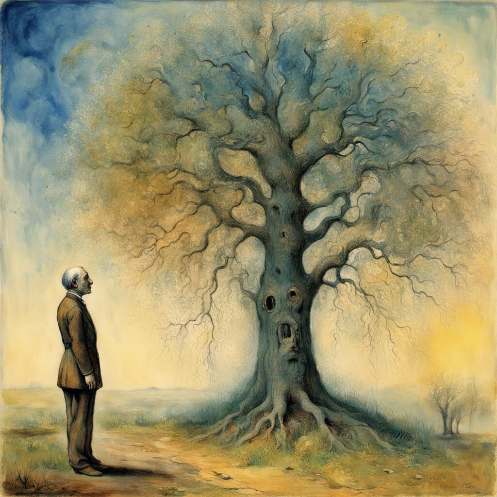 Surrealist Tree Transforms Leaves into Tears of Sorrow