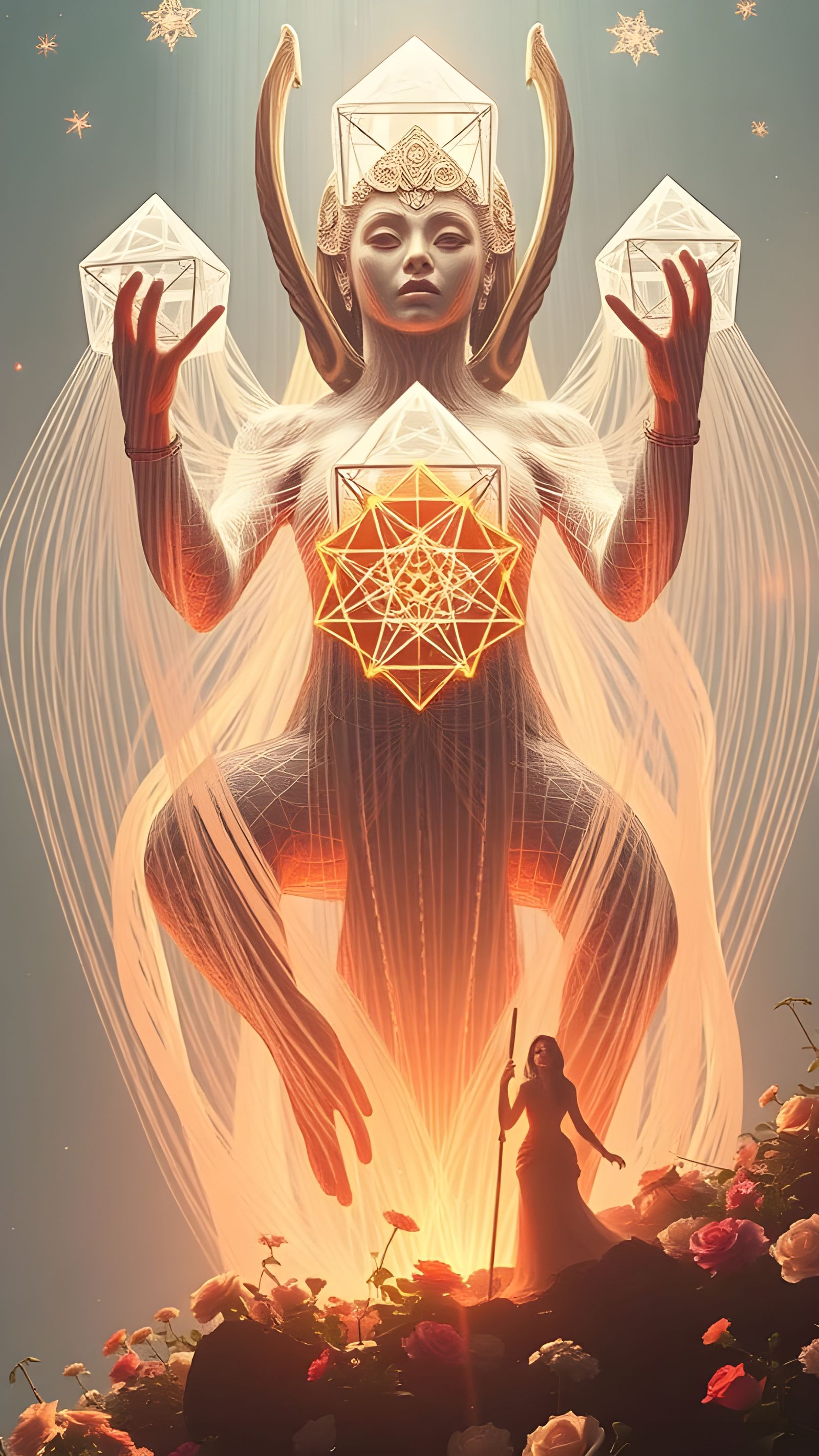 Cosmic Deities Weaving Reality with Light