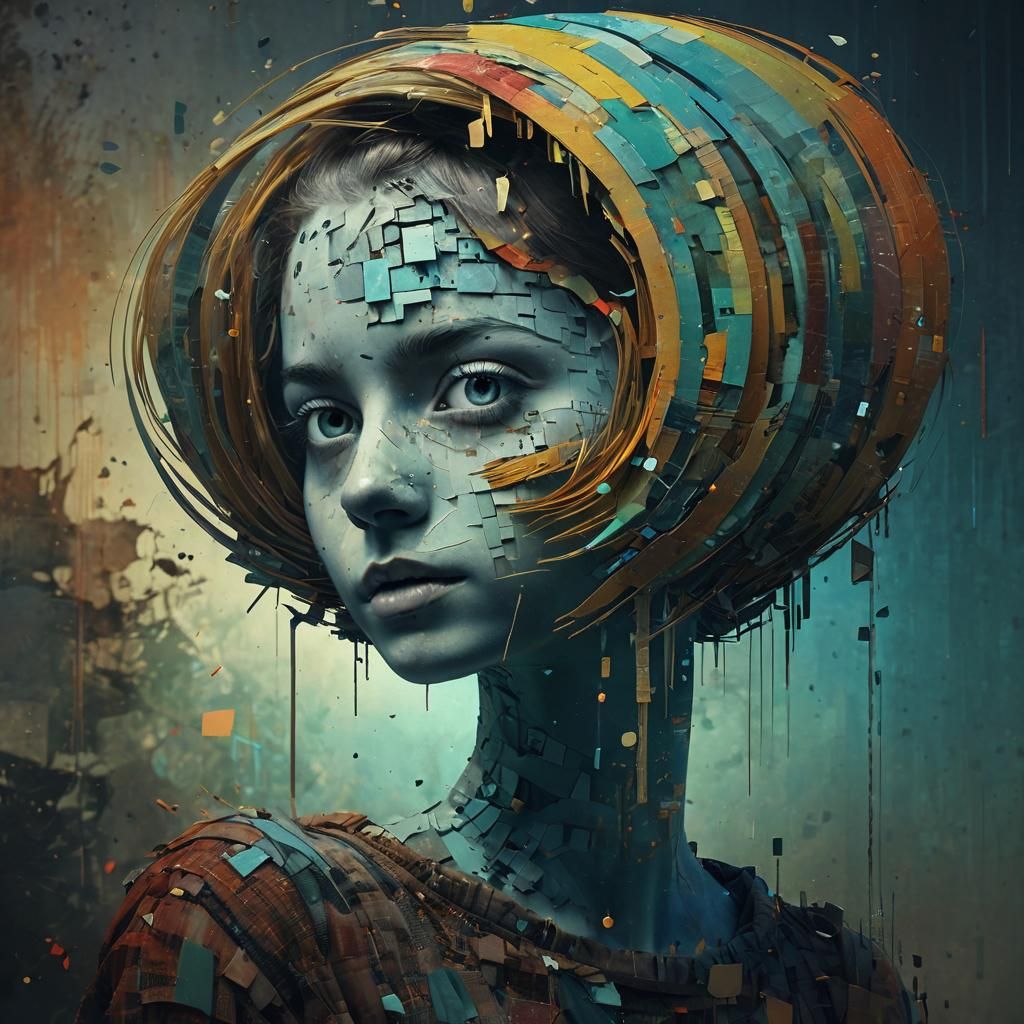 Blue Heeler Hunting in Glitch Art Style