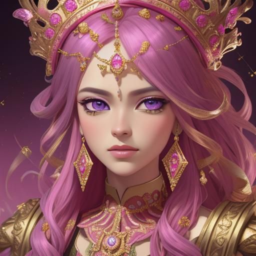 Jeweled 3D Splash Art with Diamond 'M' and Crown