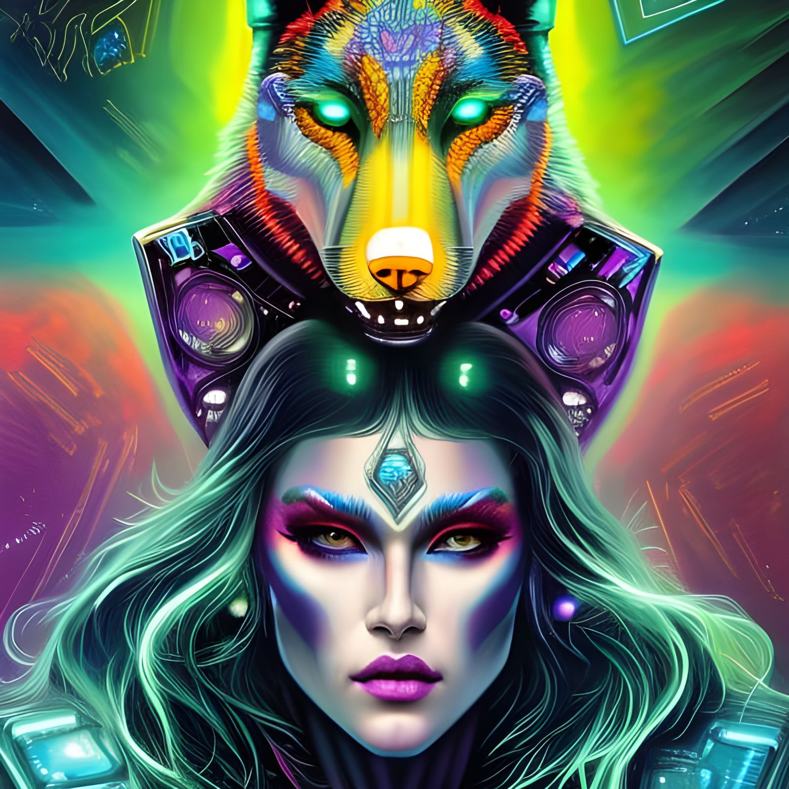 Cyber Punk Girl - Neon Solaria by Lord Elboron