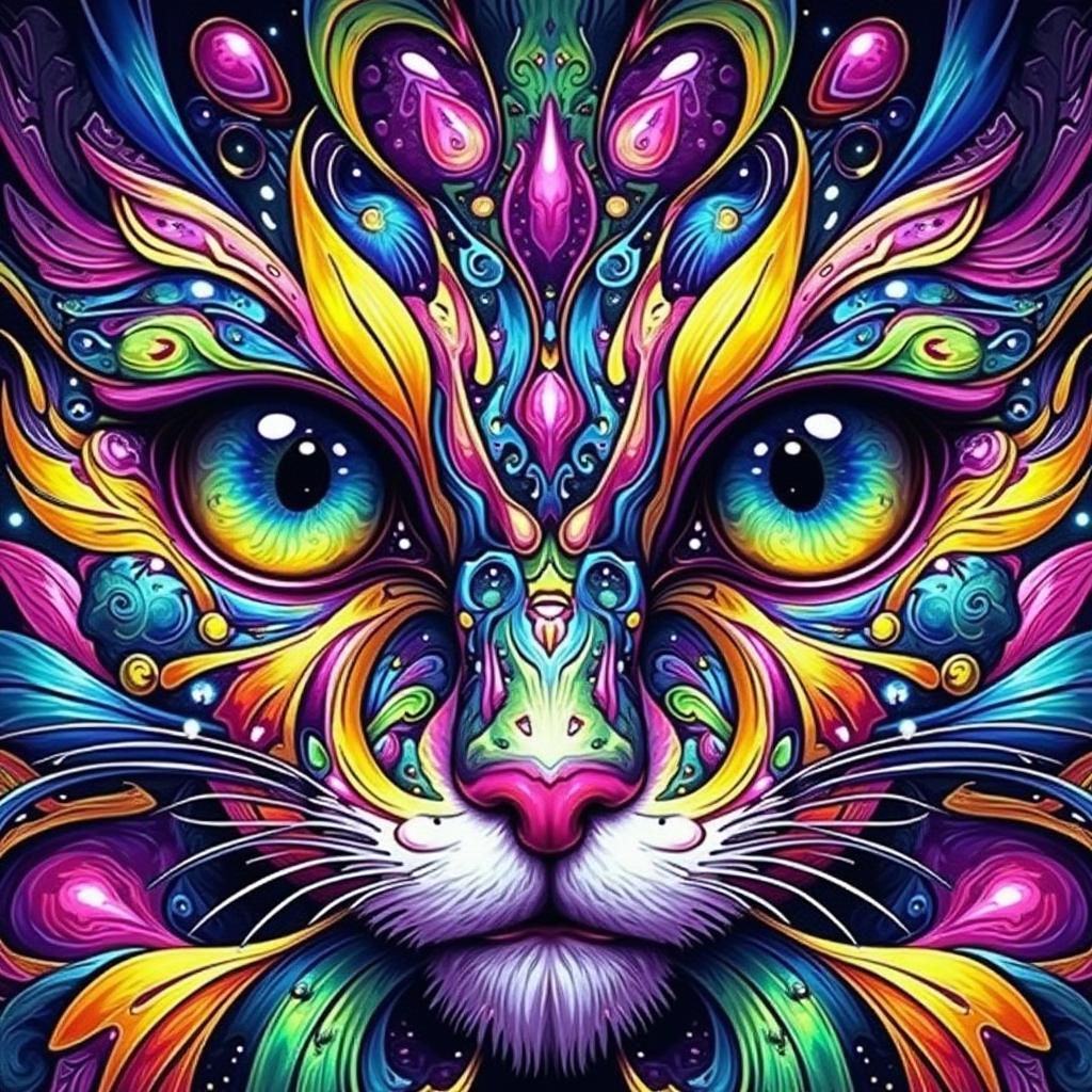 Dystopian Cityscape in Psychedelic Impasto Style