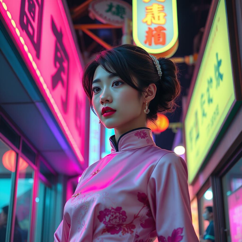 Elegant Cheongsam in 80s Oriental Style