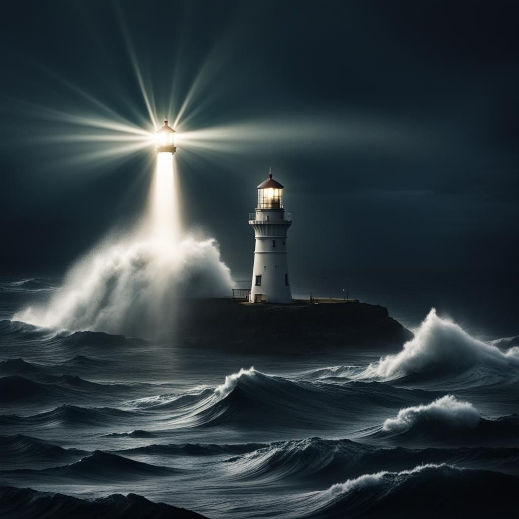 Lighthouse in Stormy Seas