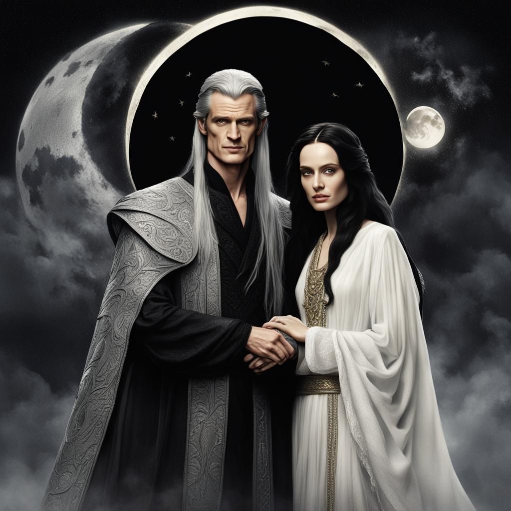 Raistlin and Crysania in a Fantastical Matte Painting