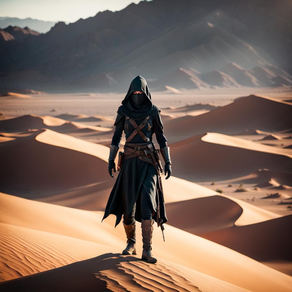 Cinematic Assassin on Desert Hill