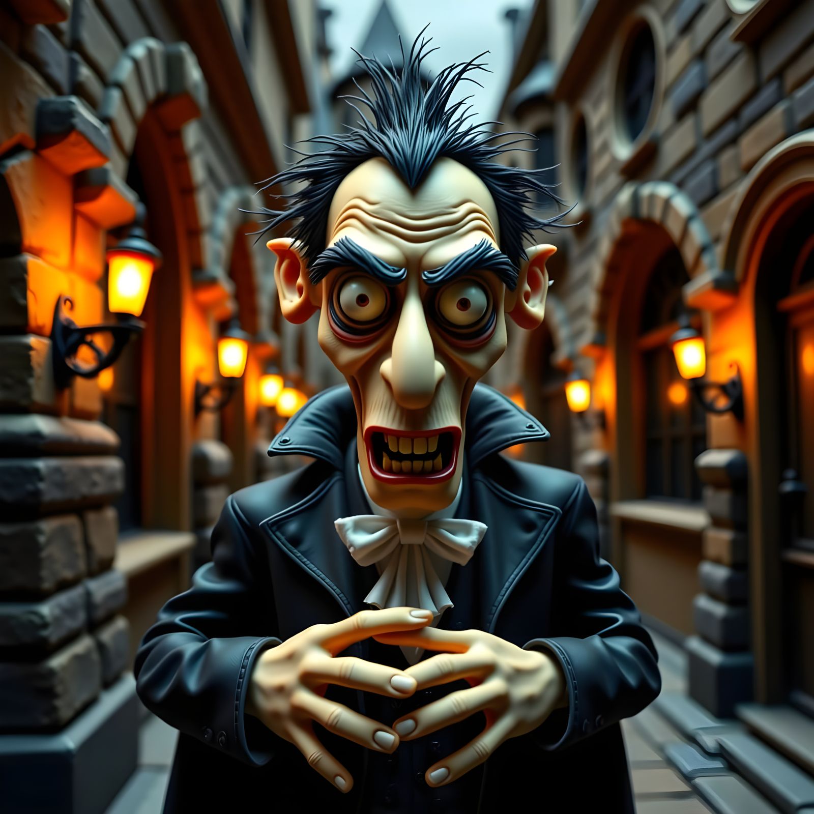 Claymation Count Dracula in Gothic Castle
