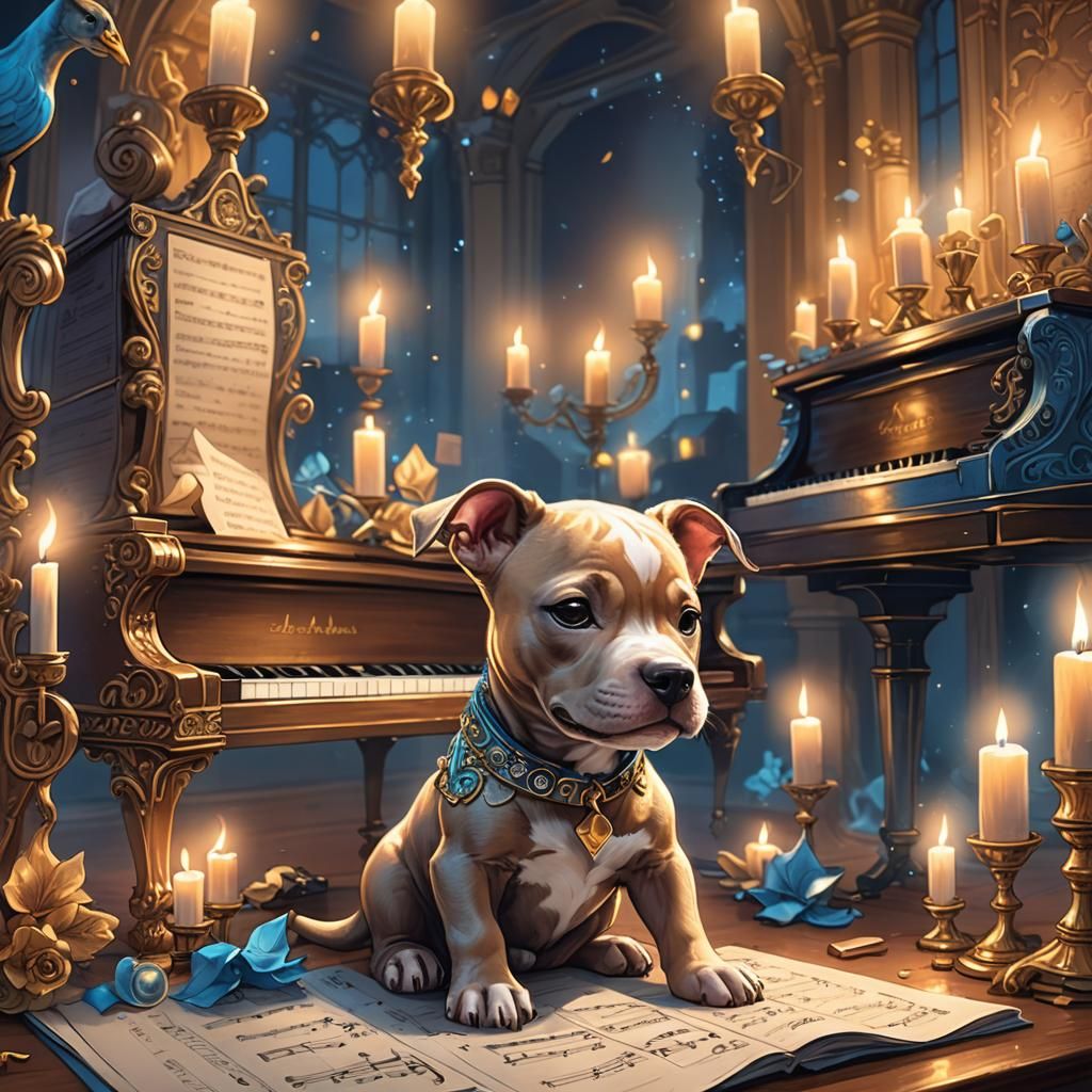 Chibi Pitbull Puppy's Jazz Piano Fantasy