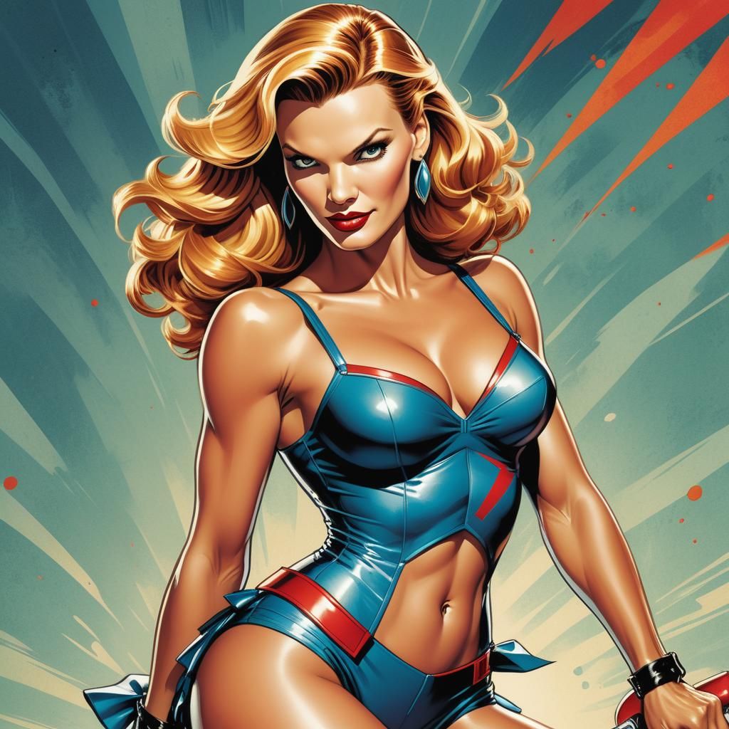Dynamic Pin-Up Illustration in Comic Book Style