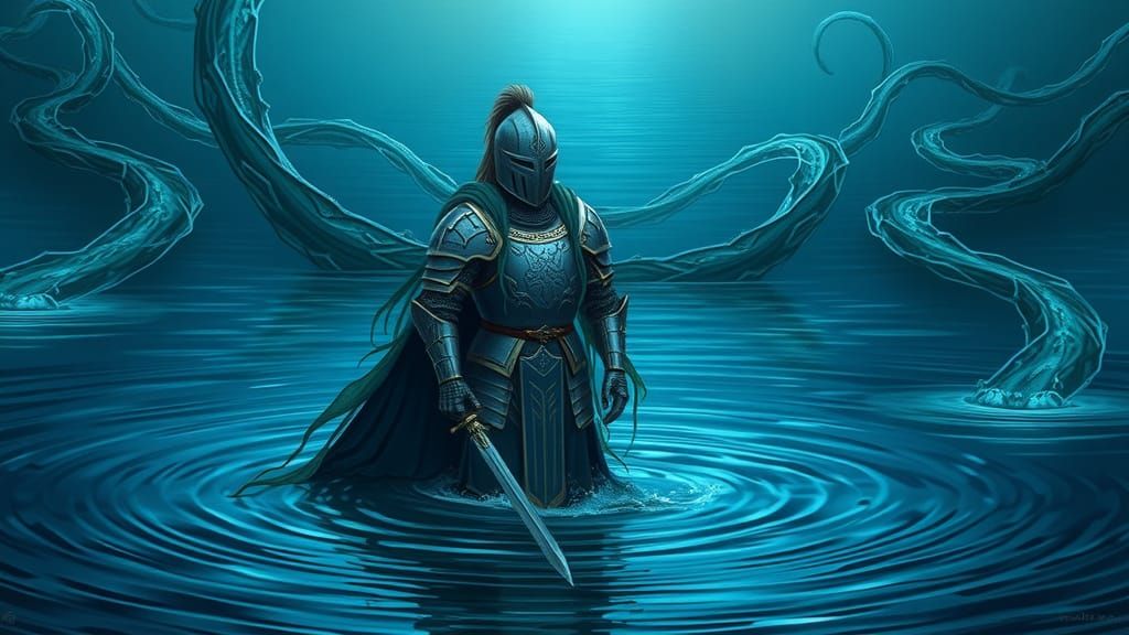 Seaweed Knight Emerges in Art Nouveau Style