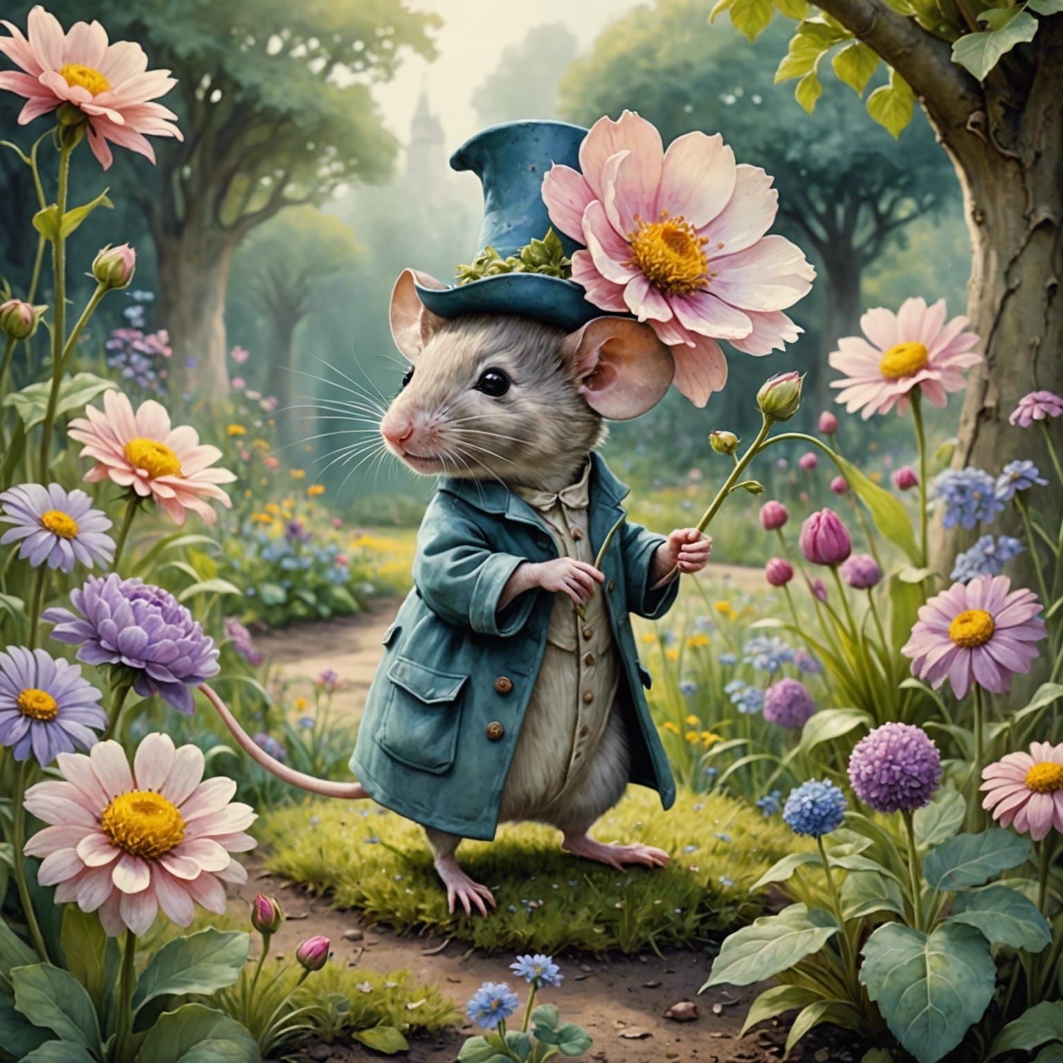 A Delicate Mouse in a Whimsical Studio Setting