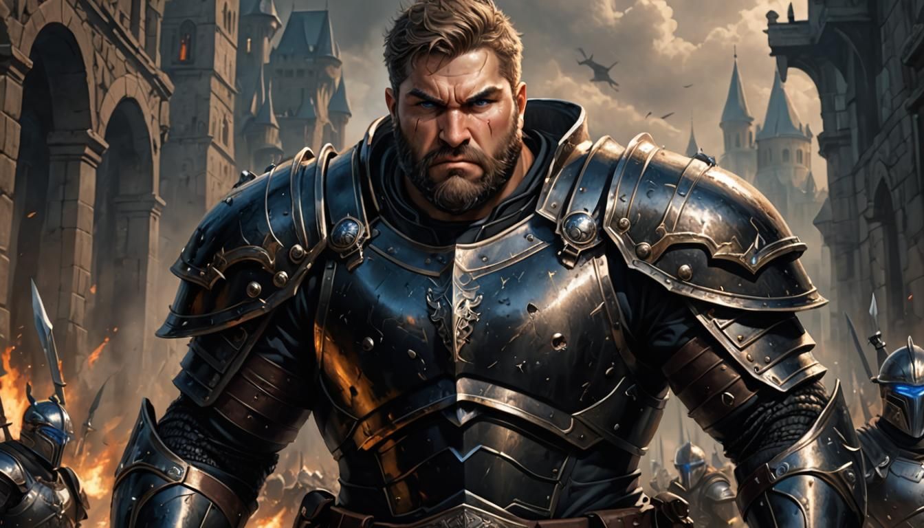 Heroic Stocky Warrior in Dark Armor