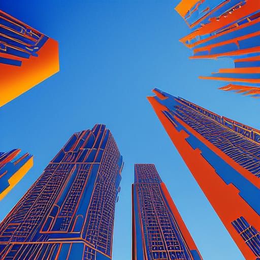 Futuristic Skyscrapers in Three Point Perspective