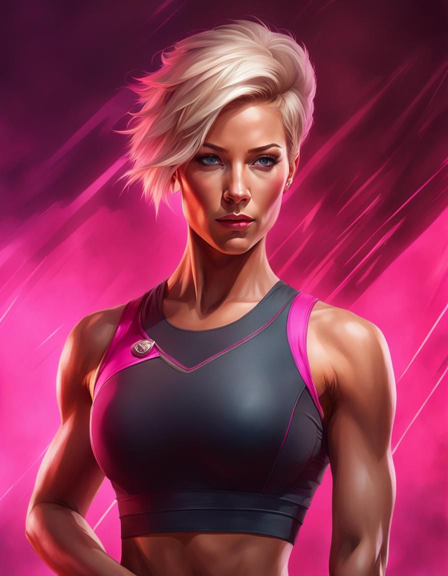 Athletic Yoga Instructor Portrait in Hyperdetailed Style