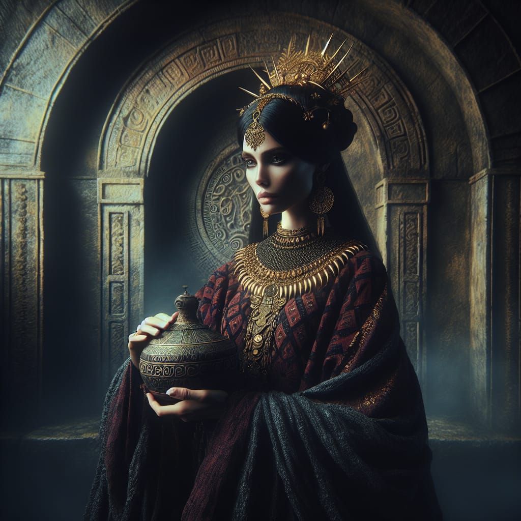 Etruscan Goddess Alpanu in Dark Fantasy Underworld
