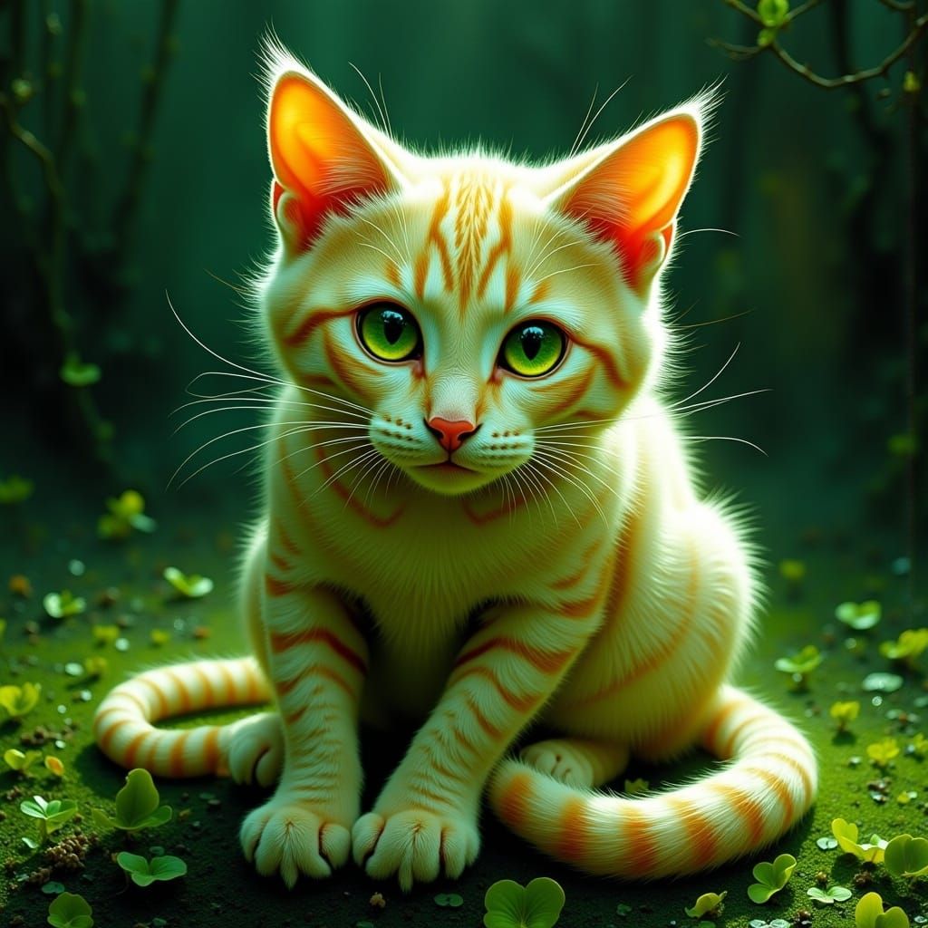 Luminous Cat in Impressionist Style