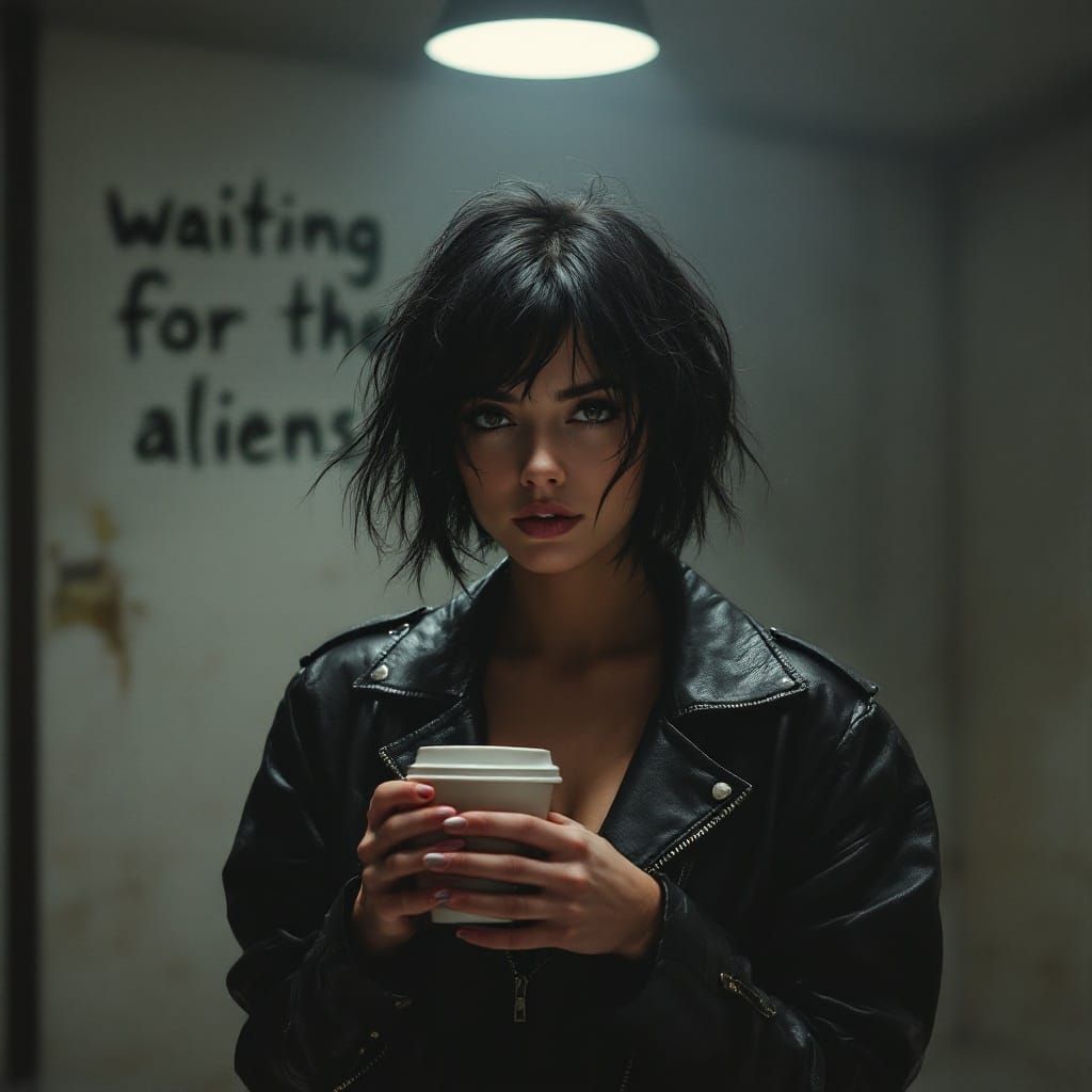 Moody Woman in Empty Room with Alien Expectation