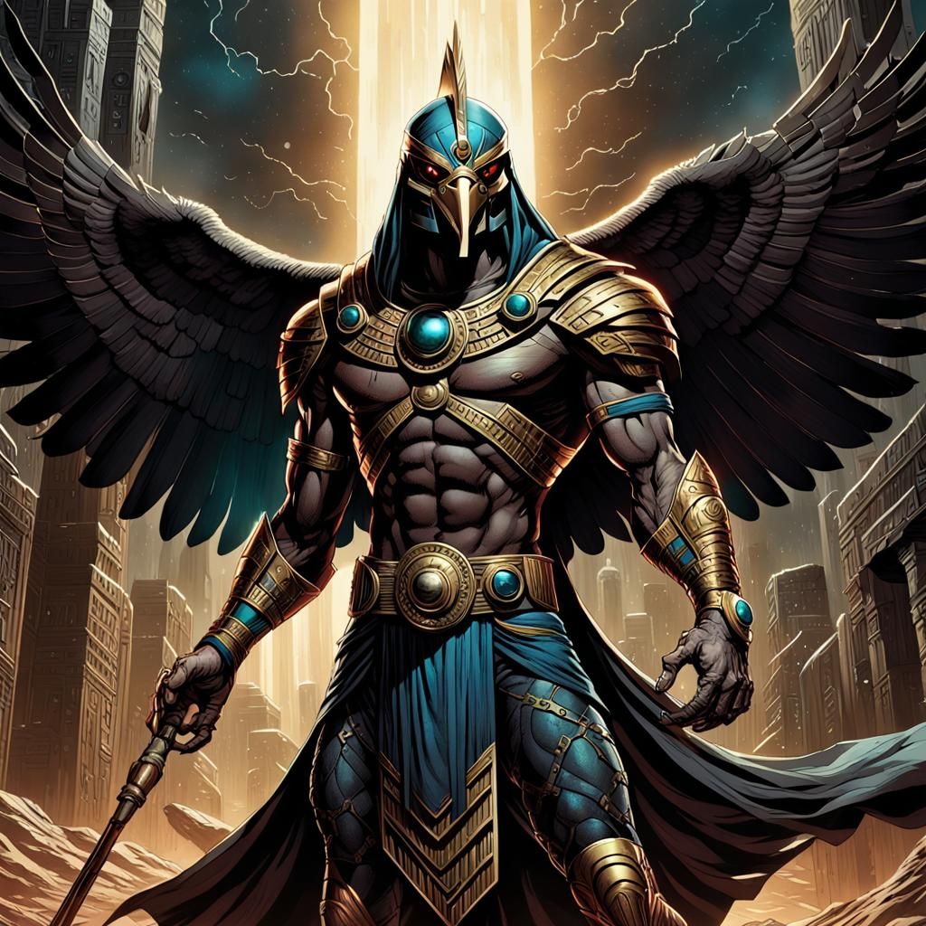 Horus in Dark Comic Book Art Style