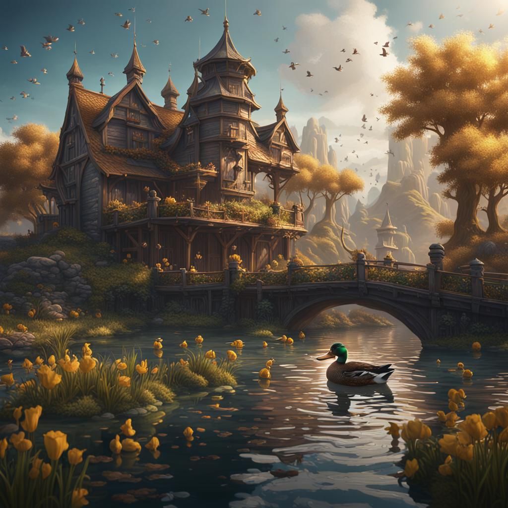 Fantastical Ducks in Detailed Matte Painting