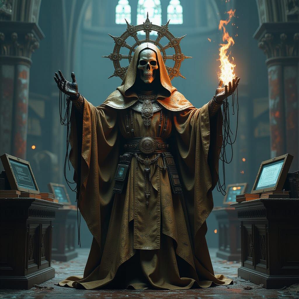 Cathedral Masked Flesh-Priest Blesses Decaying Altar