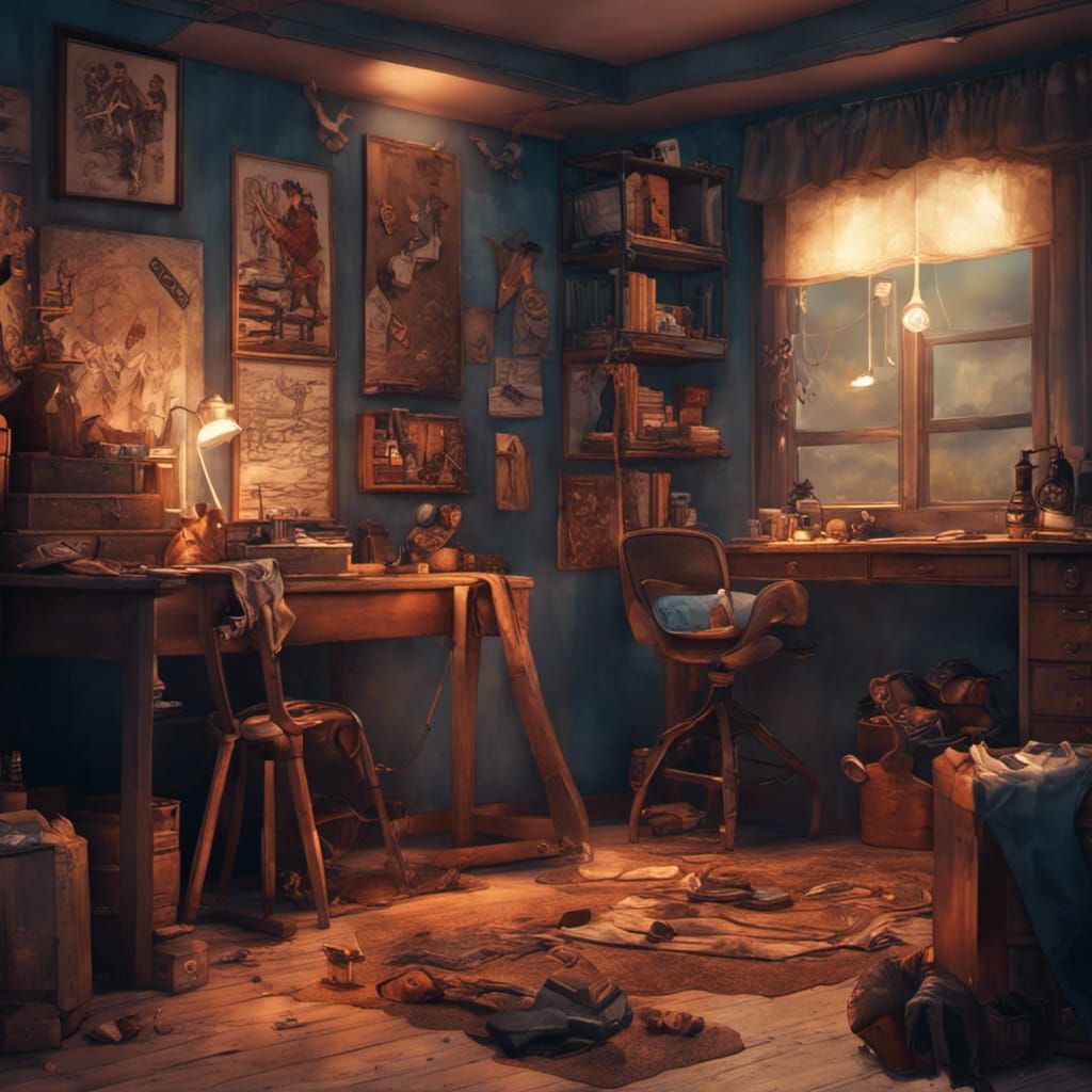 Boy's Room at Night: Detailed Matte Painting