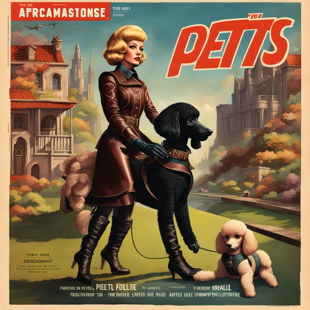 Pets Magazine Cover: Leather Fashion and Poodle, 1964