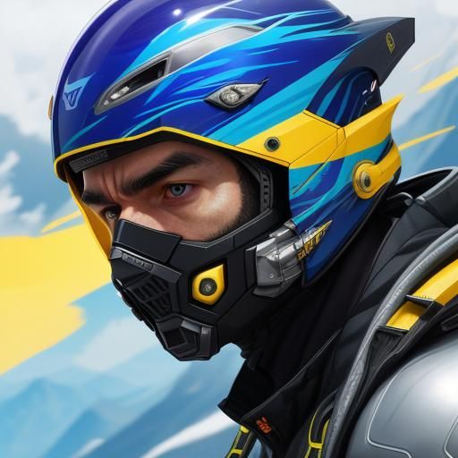 Wingsuit Flyer Portrait with Art Nouveau Patterns