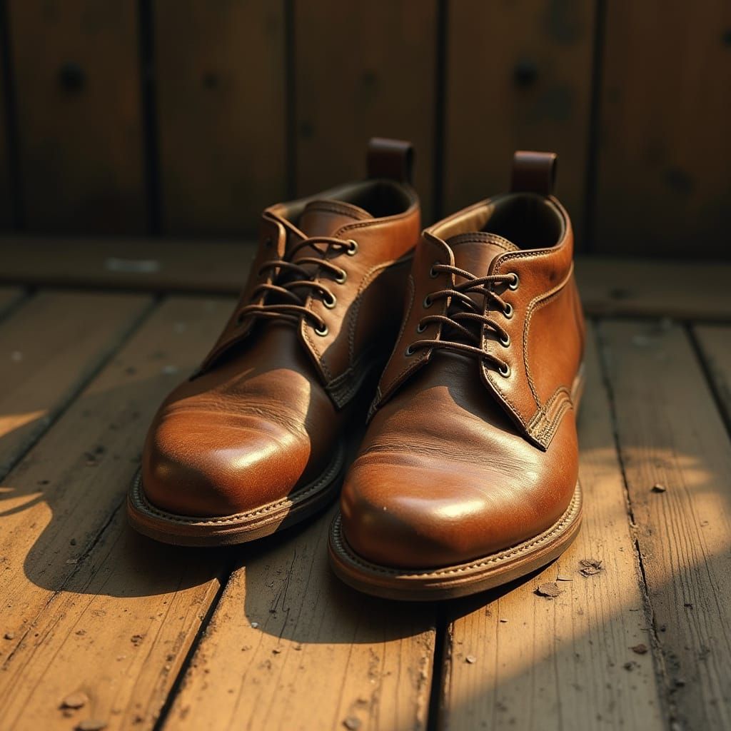 Earth-Toned Leather Shoes in Warm Golden Light