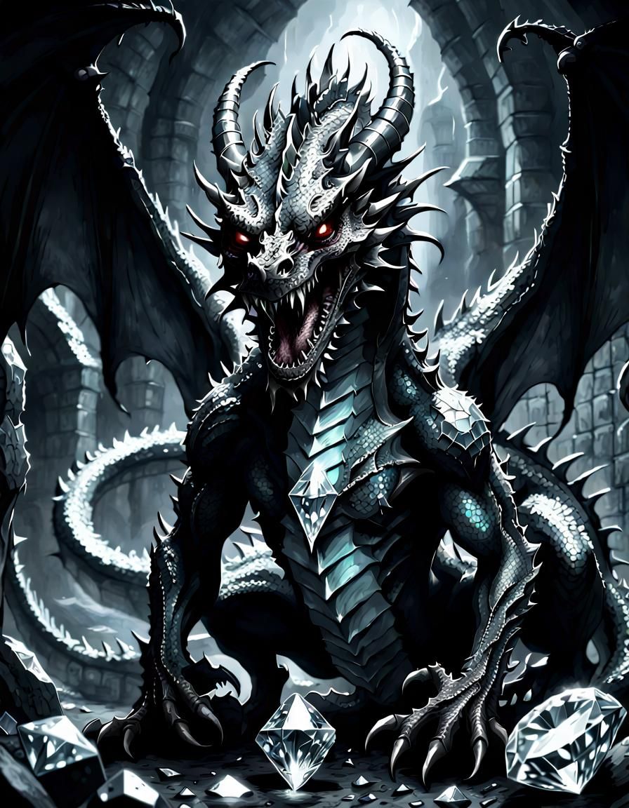 Detailed Deathcore Dragon in Dark Dungeon