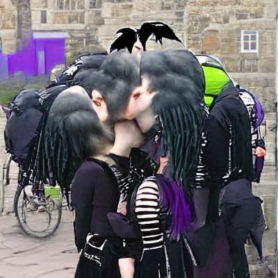 Goth Couple Embrace: A Moment of Dark Romance