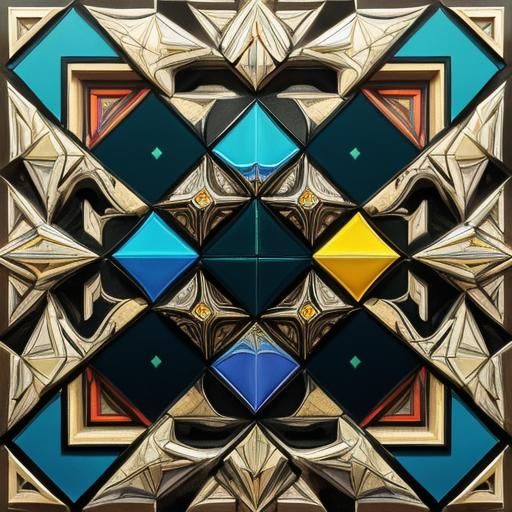 Abstract Cubist Figure in Geometric Fauvism Style