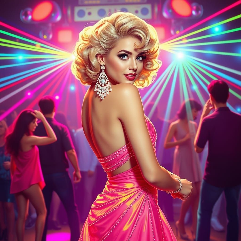 Seventies Disco Glamour in Neon Futuristic Style