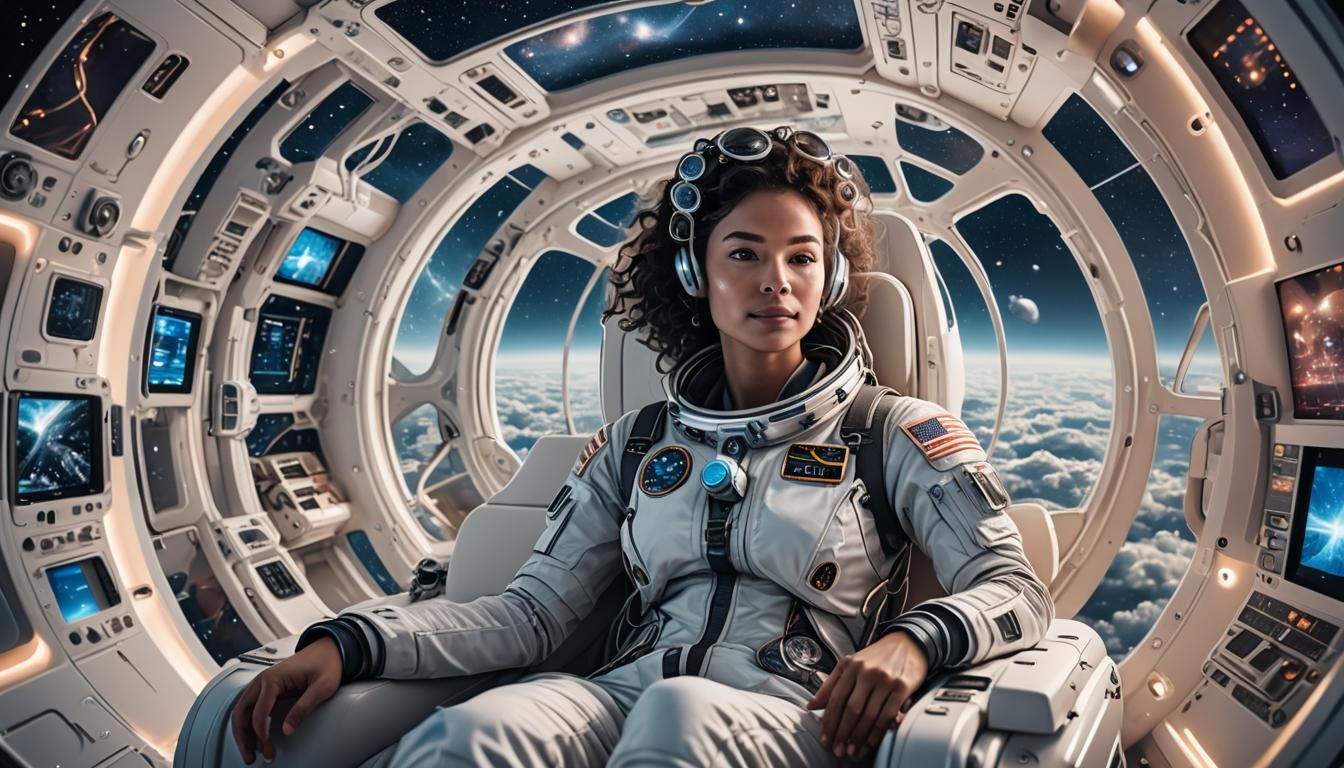 Astronaut Relaxation in Zero-G: A Sci-Fi Comic Art Fusion
