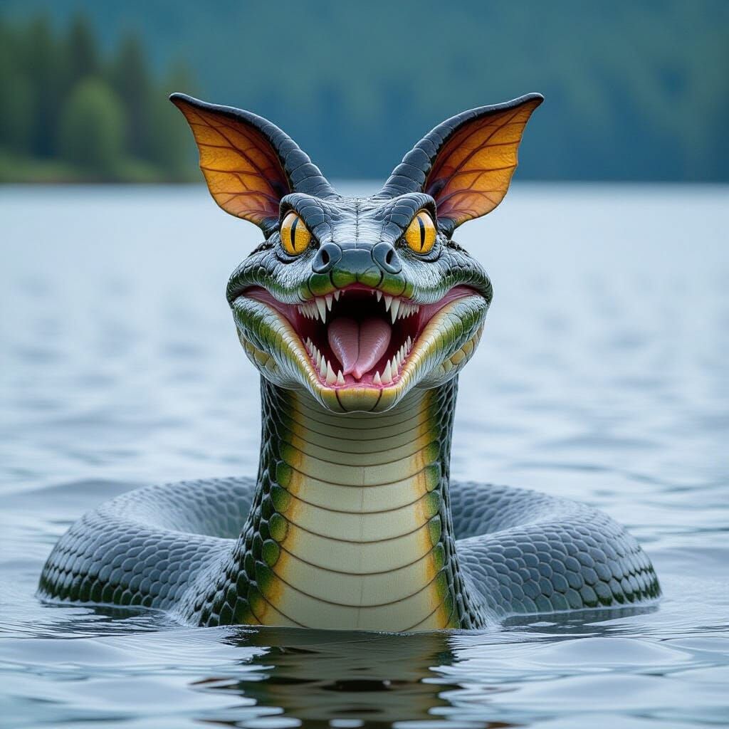 Three-Eyed Serpent in Canadian Lake