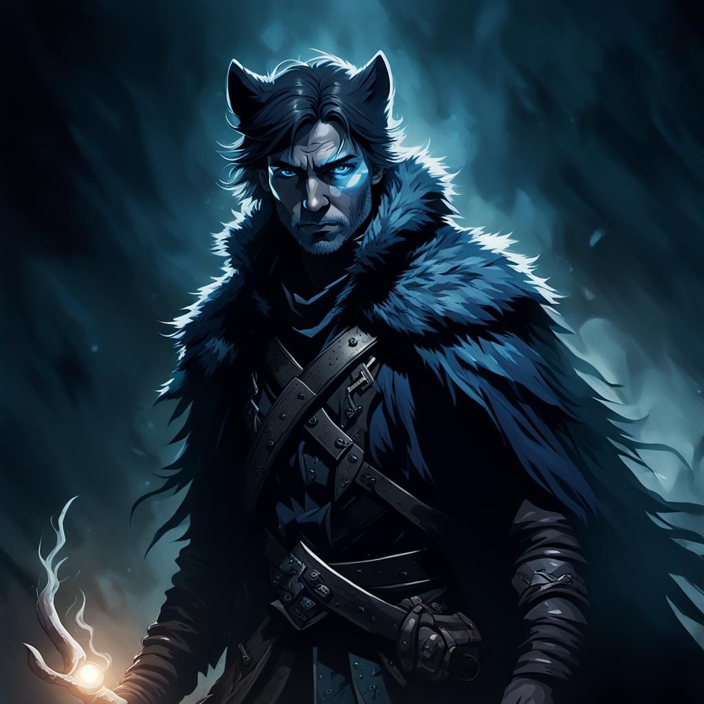 Mystical Ranger in Shadows: Dark Fantasy Illustration