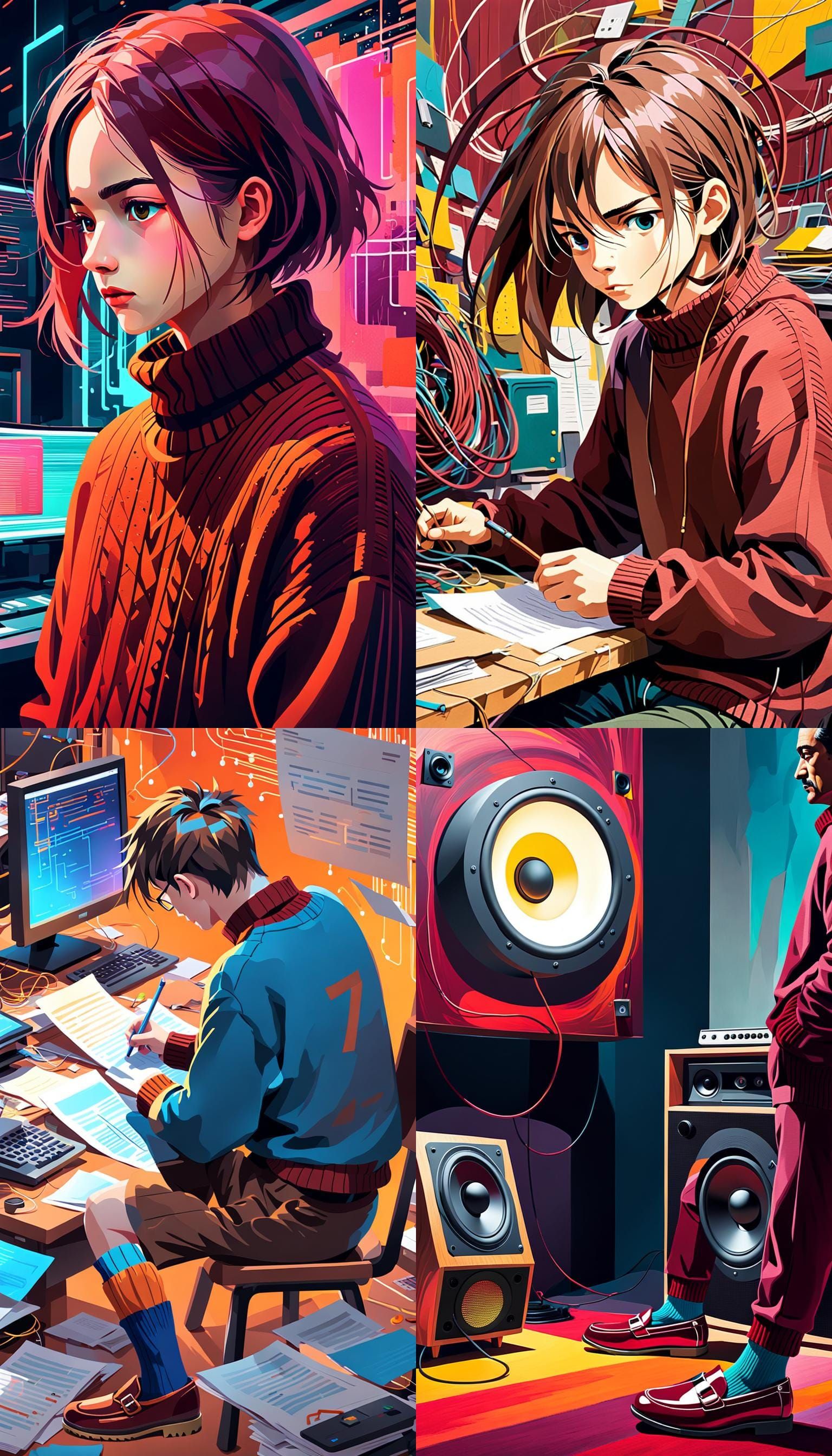 Abstract IT Support Station in Complementary Colors