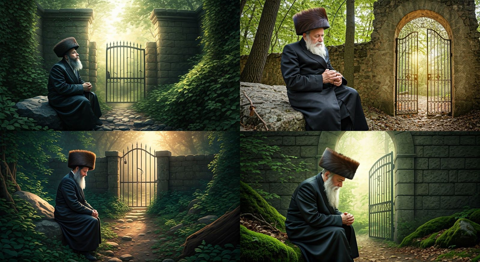 Orthodox Man in Forest Prayers, Traditional Attire, Soft Sun...