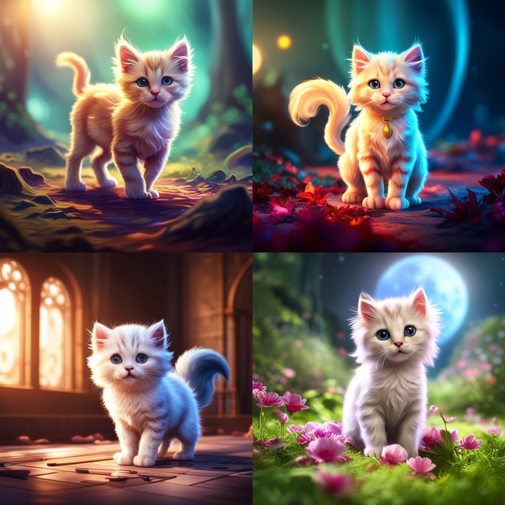 Cute Magical Kitten in Detailed Fantasy Art