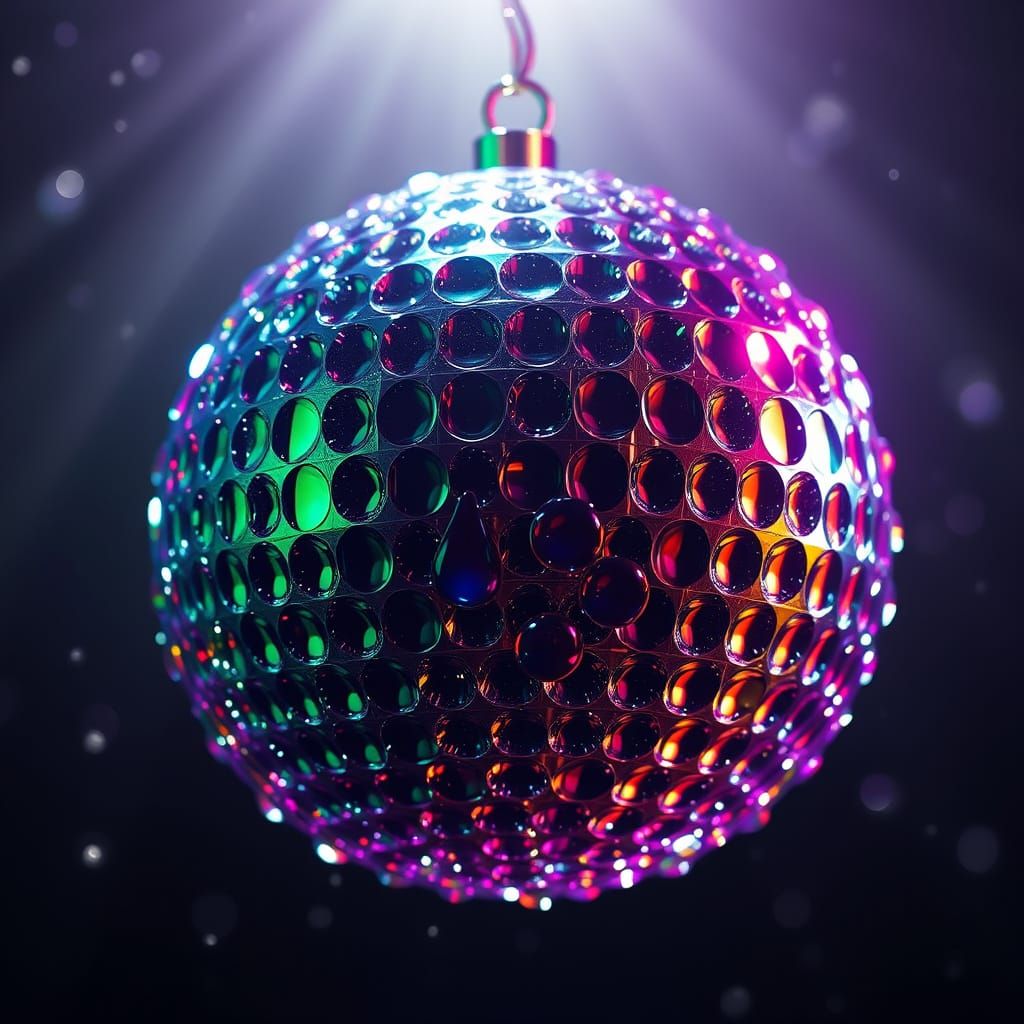 Surreal Disco Ball in Vibrant, Electric Hues