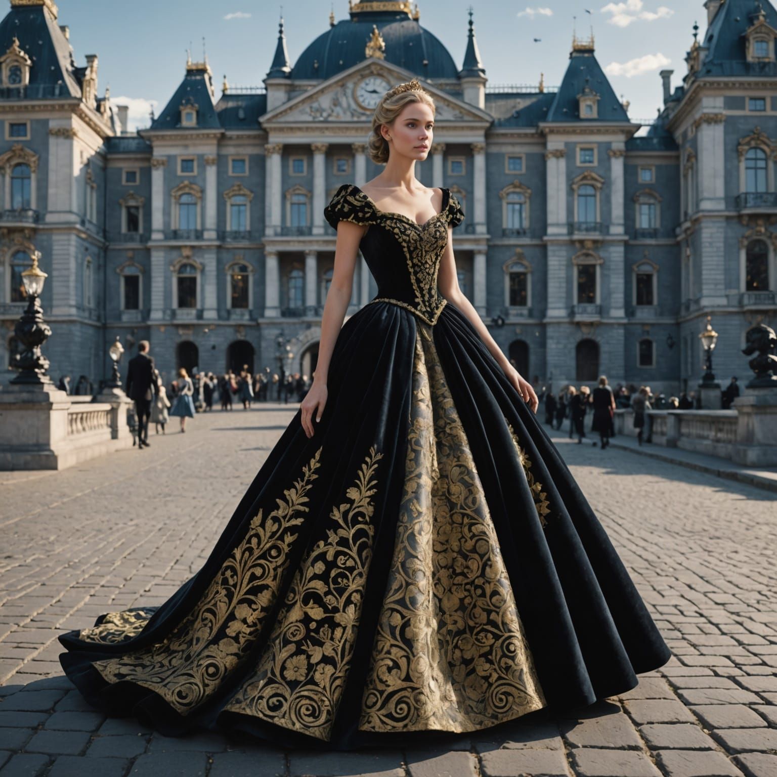 Cinderella's Midnight Ride: 3D Double Exposure Illustration