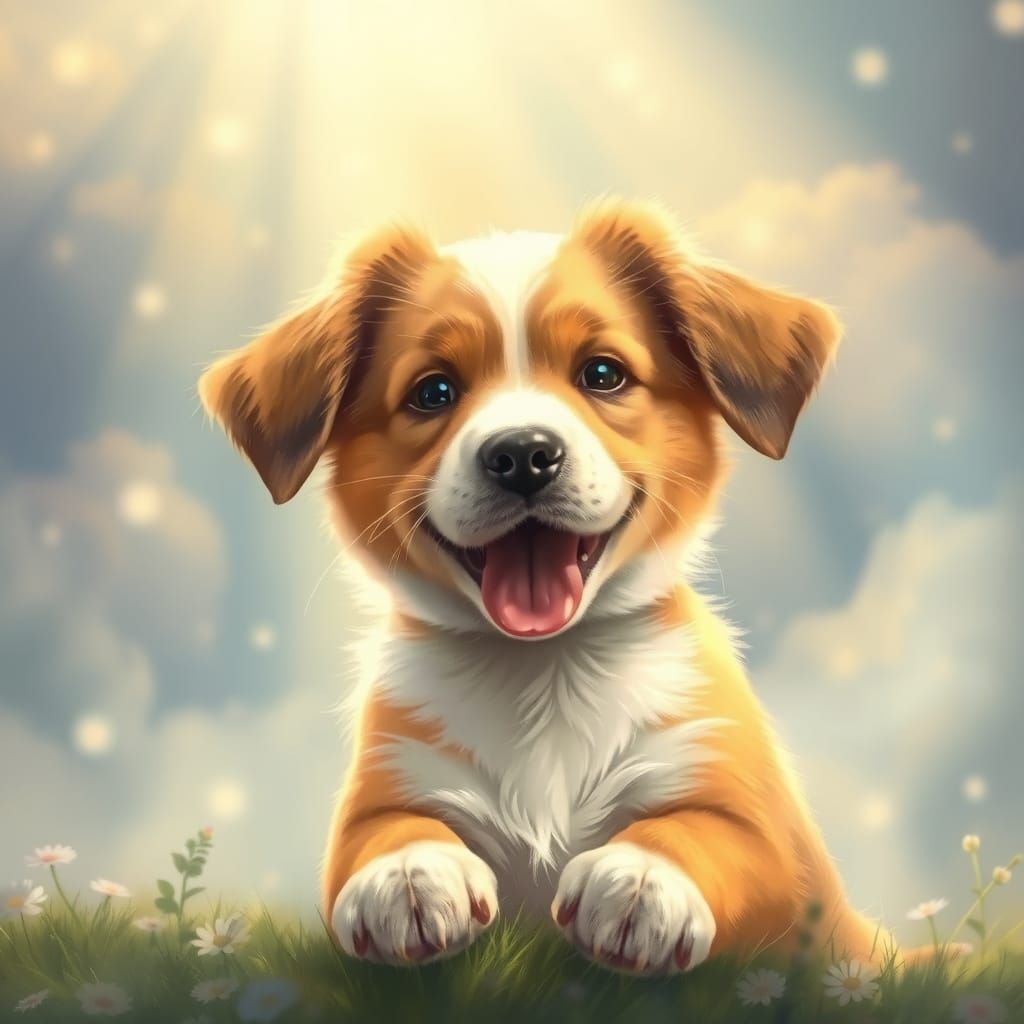Puppy Begging in Ethereal Fantasy Style