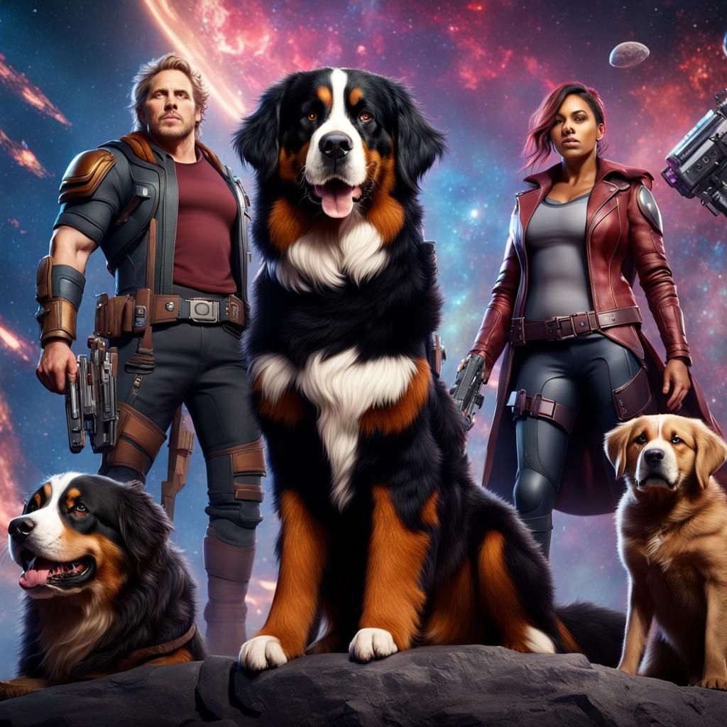 Bernese Mountain Dog with Galaxy Guardians
